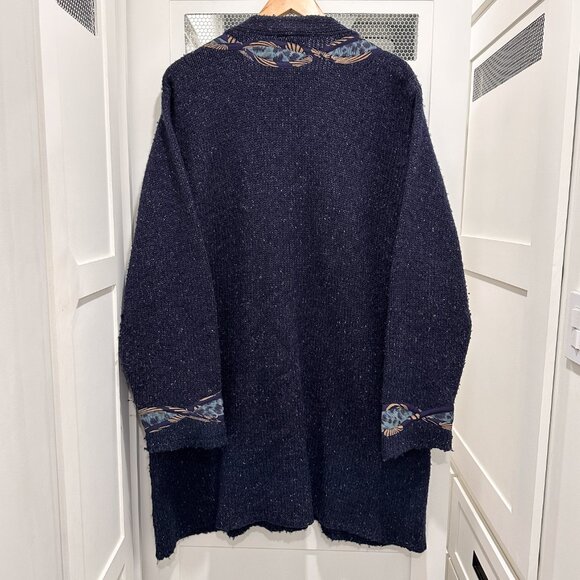 Vtg Koos Of Course Silk Cardigan 2XL Oversized Blue Wearable Art to Wear Jacket - Picture 7 of 12